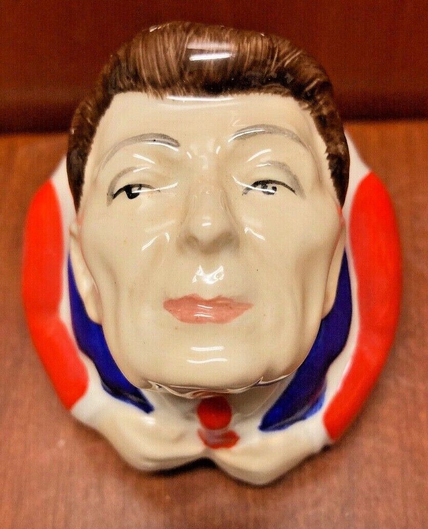 Kevin Francis Face Pot- Patriotic President Ronald Reagan-Gold Stamp Edition