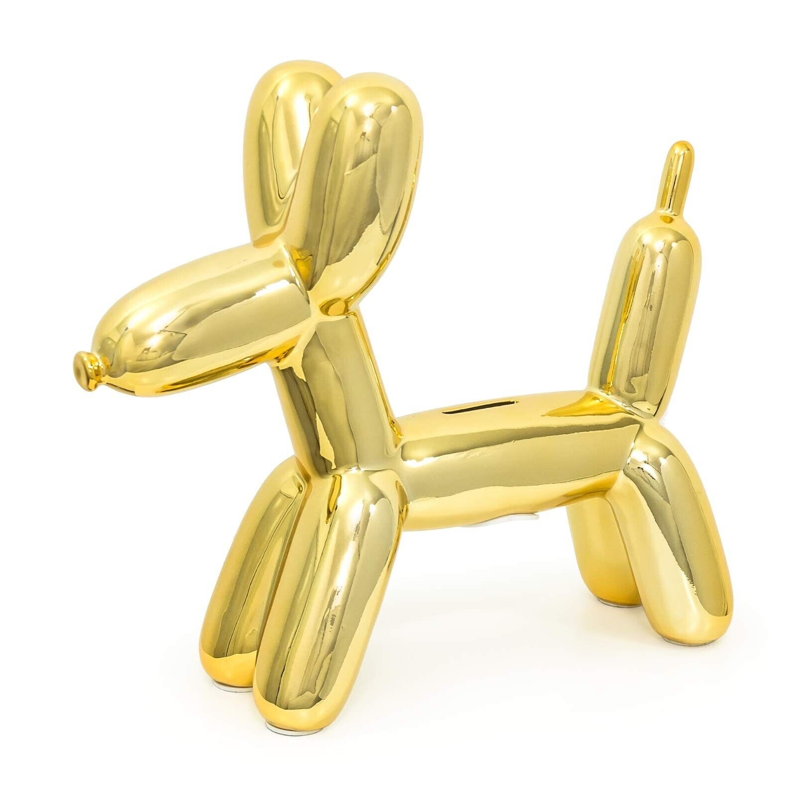 Balloon Dog Money Bank, Unique Ceramic Piggy Bank with High-Gloss Finish, Gold