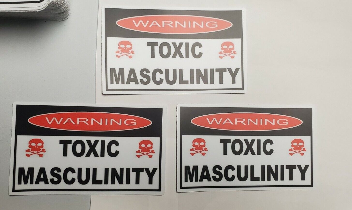 TOXIC MASCULINITY FUNNY BUMPER STICKERS three pack LOT *WORLDWIDE 🌐 SHIPPING*