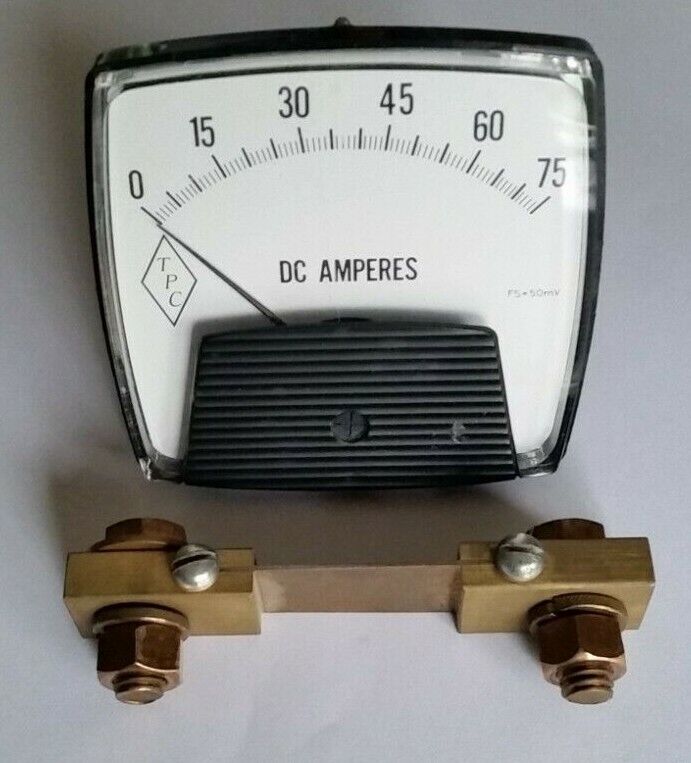 Current Shunt Resistor 75A 50mV and analog Amp Meter 0-75A Ammeter TPC QH11