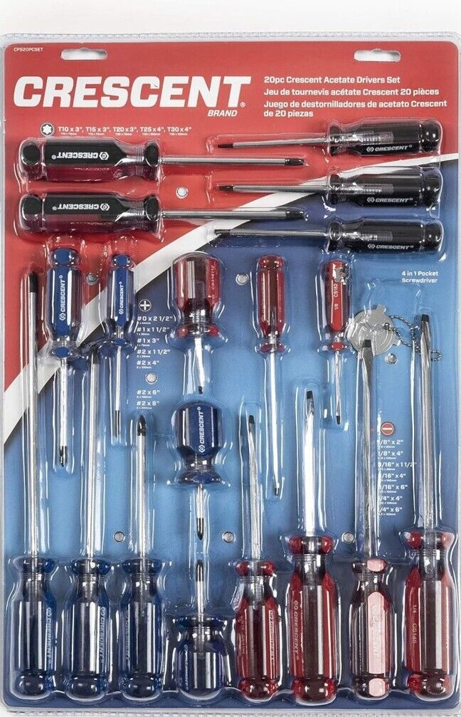 Crescent CPS20PCSET Assorted Acetate Style Phillips/Slotted Tip Screwdriver Set