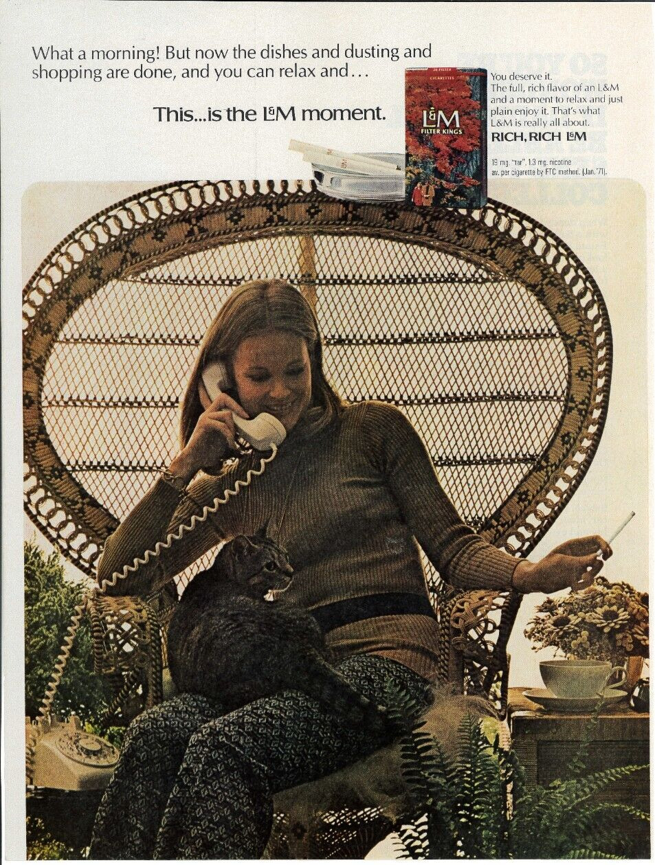 1971 L&M Filter Cigarette King Size Tobacco Smoking Vintage Print Ad
