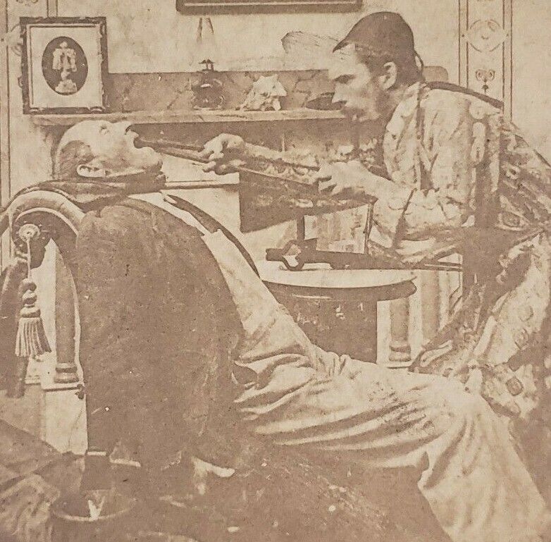 Dentist 1880s Dental Surgery Quackery Pulling Teeth Dentistry Stereoview H271