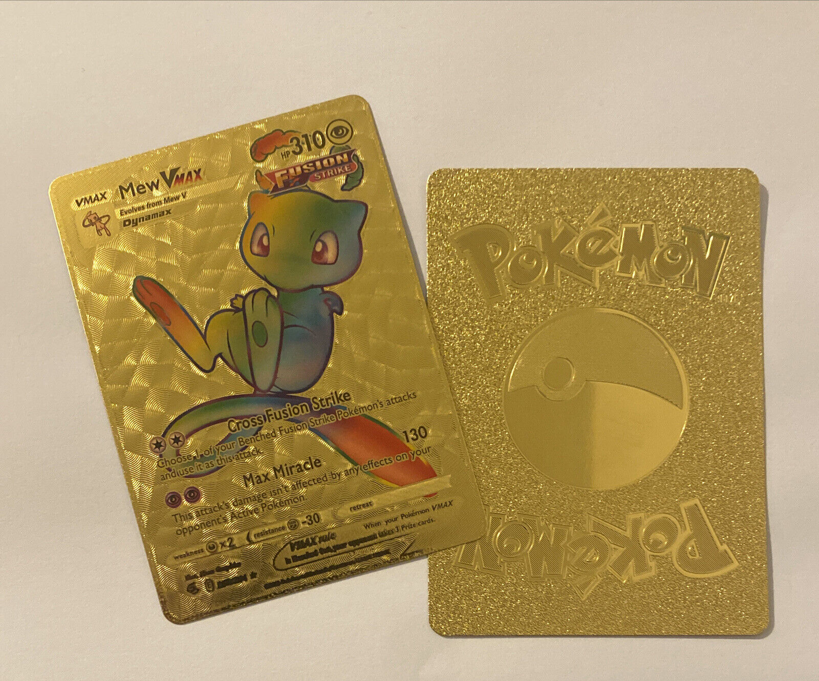 Mew VMAX Rainbow Golden Card Gold Custom Card