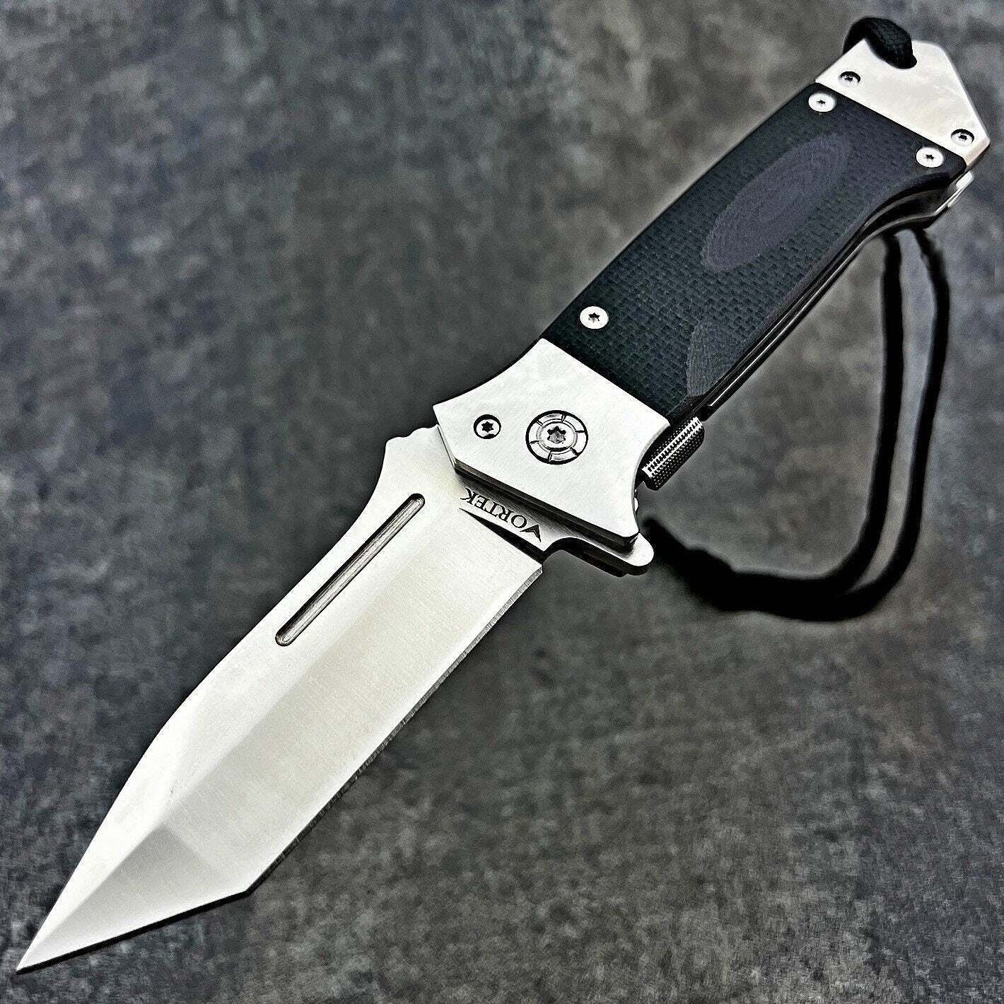 VORTEK WARTHOG Large Tactical Tanto Flipper Blade Black G10 Folding Pocket Knife