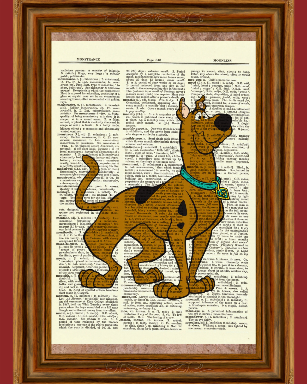 Scooby Doo Vintage Dictionary Art Print Poster Shaggy Collectible Cartoon