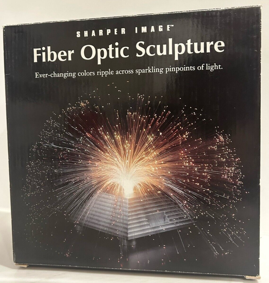 Sharper Image Fiber Optic Sculpture Pyramid Base Multicolored VTG - New Open Box