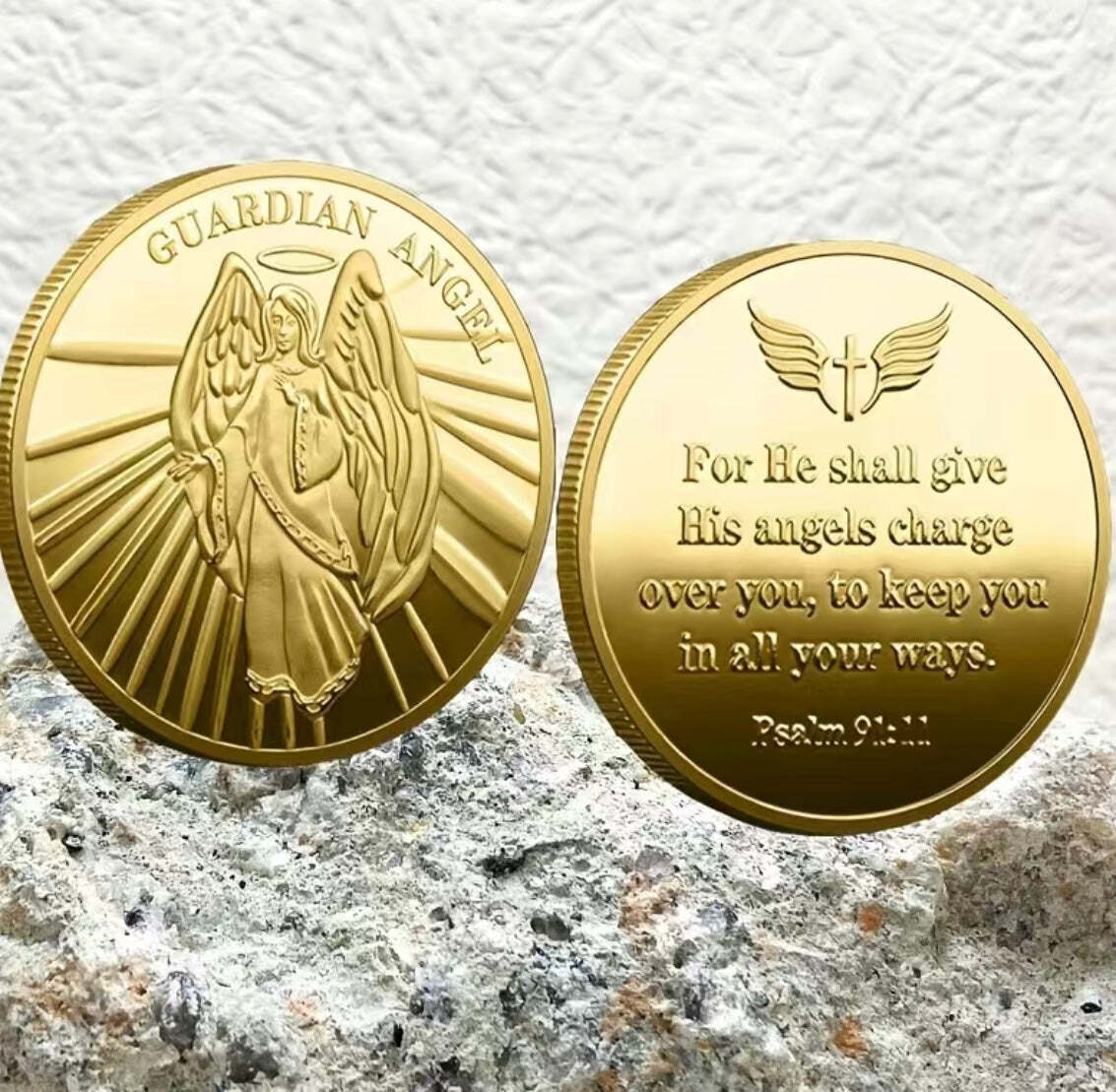 Gold Color Guardian Angel Coin With Case