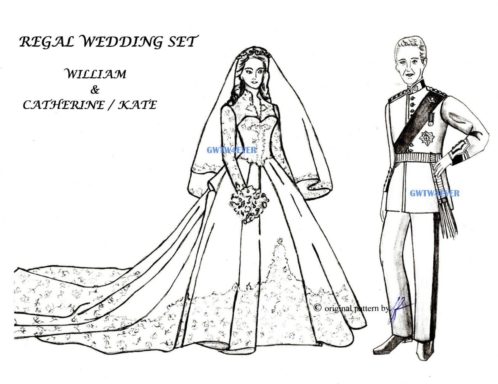 2x Pattern Set  KATE & WILLIAM WEDDING  TYLER/ GENE & MATT or BARBIE  & KEN SIZE