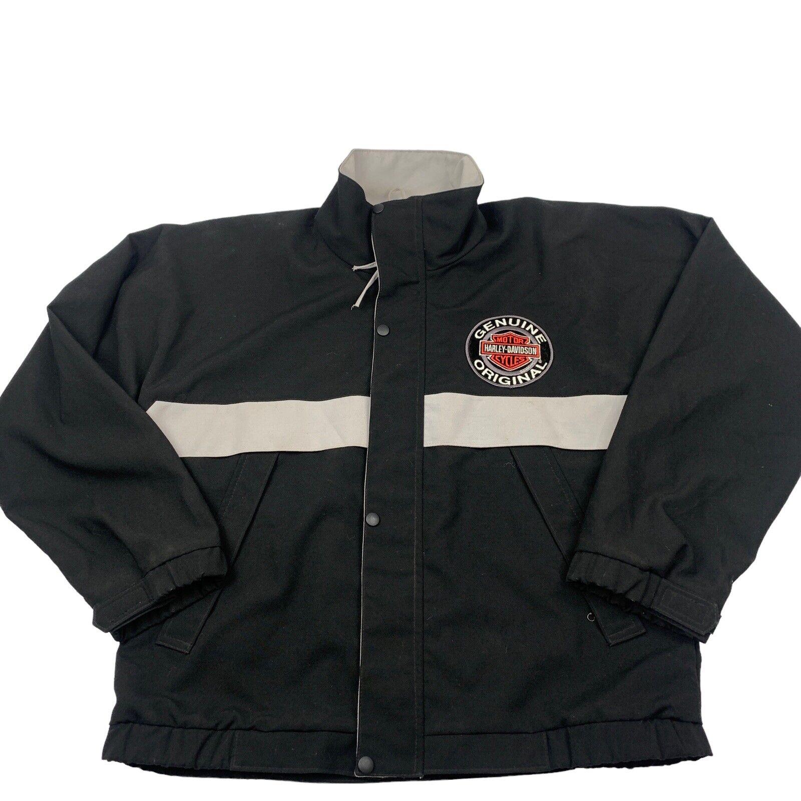 Harley Davidson black jacket patch creative garments made USA M VTG