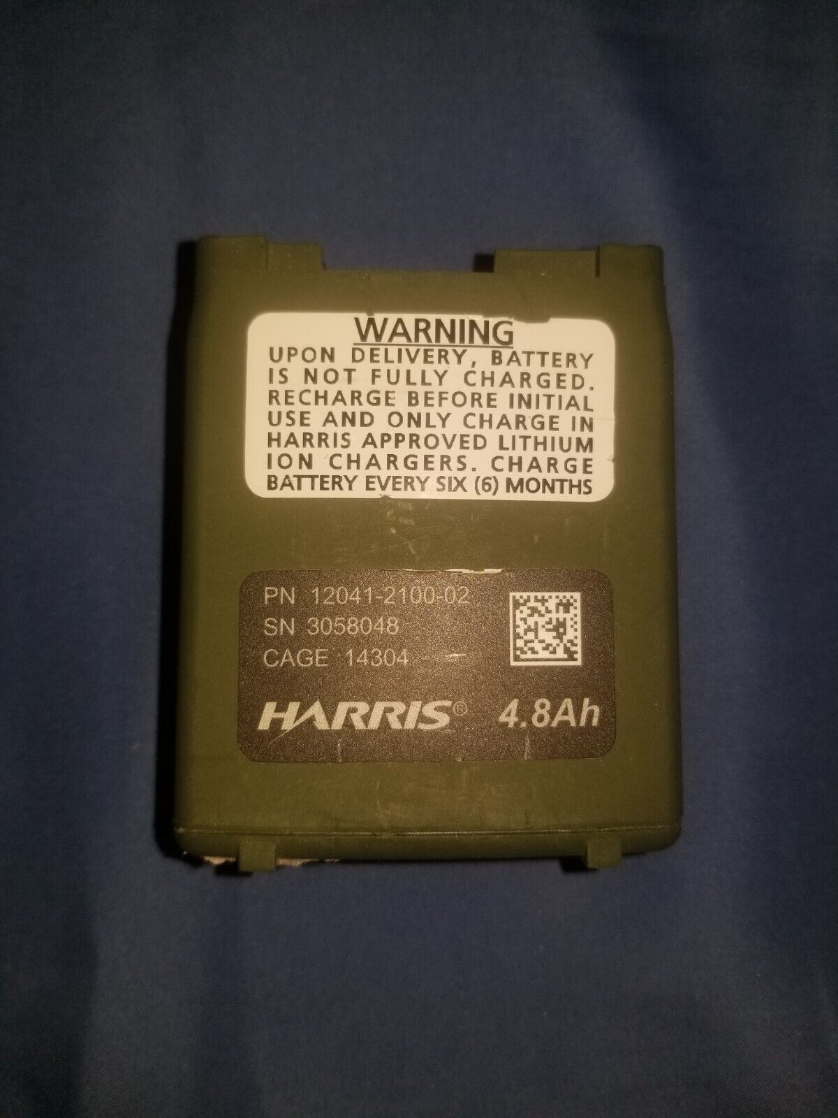 USED AS-IS Harris PRC-152 Radio Li-Ion Rechargeable 4.8 Ah Battery 12041-2400-02