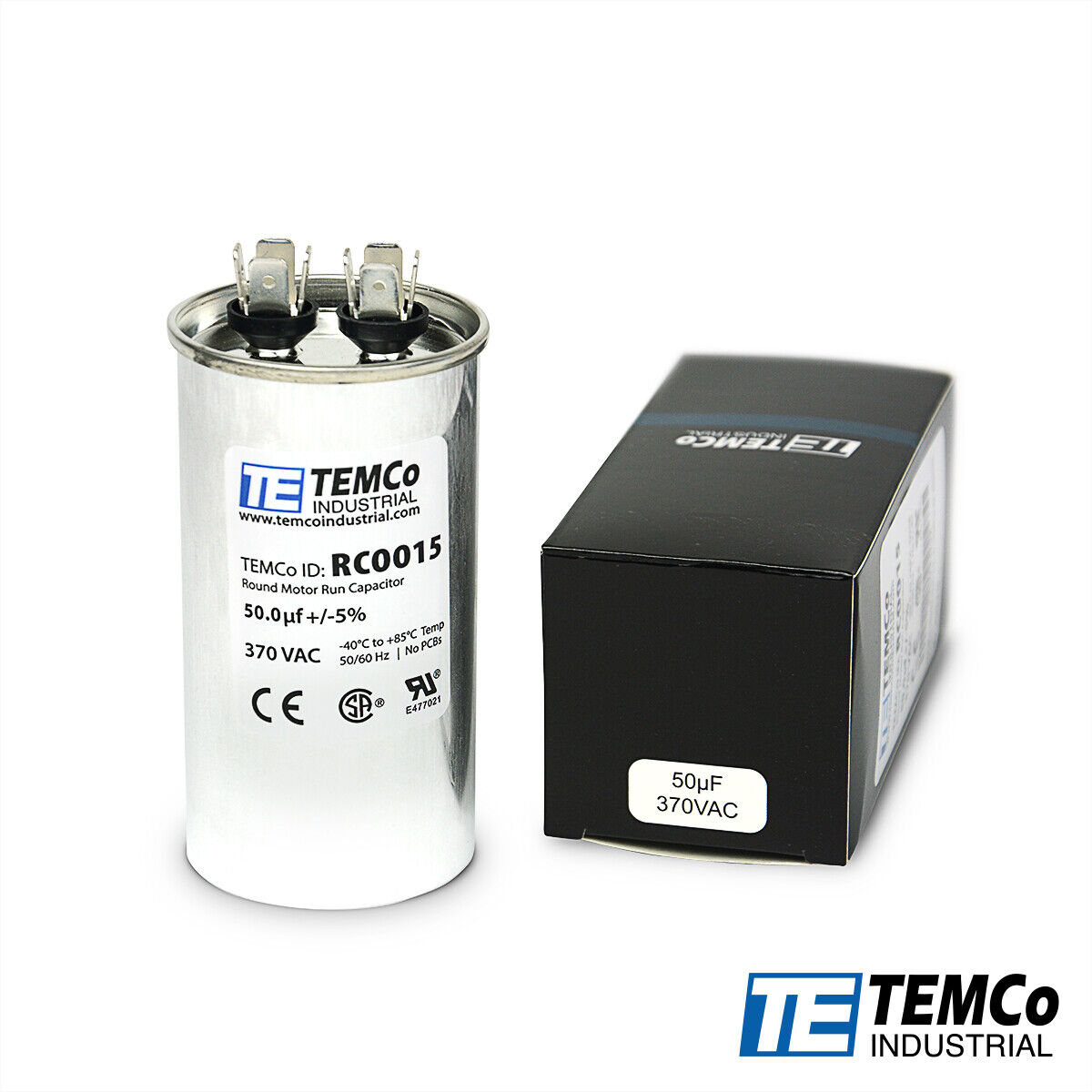 TEMCo 50 uf/MFD 370 VAC volts Round Run Capacitor 50/60 Hz -Lot-1