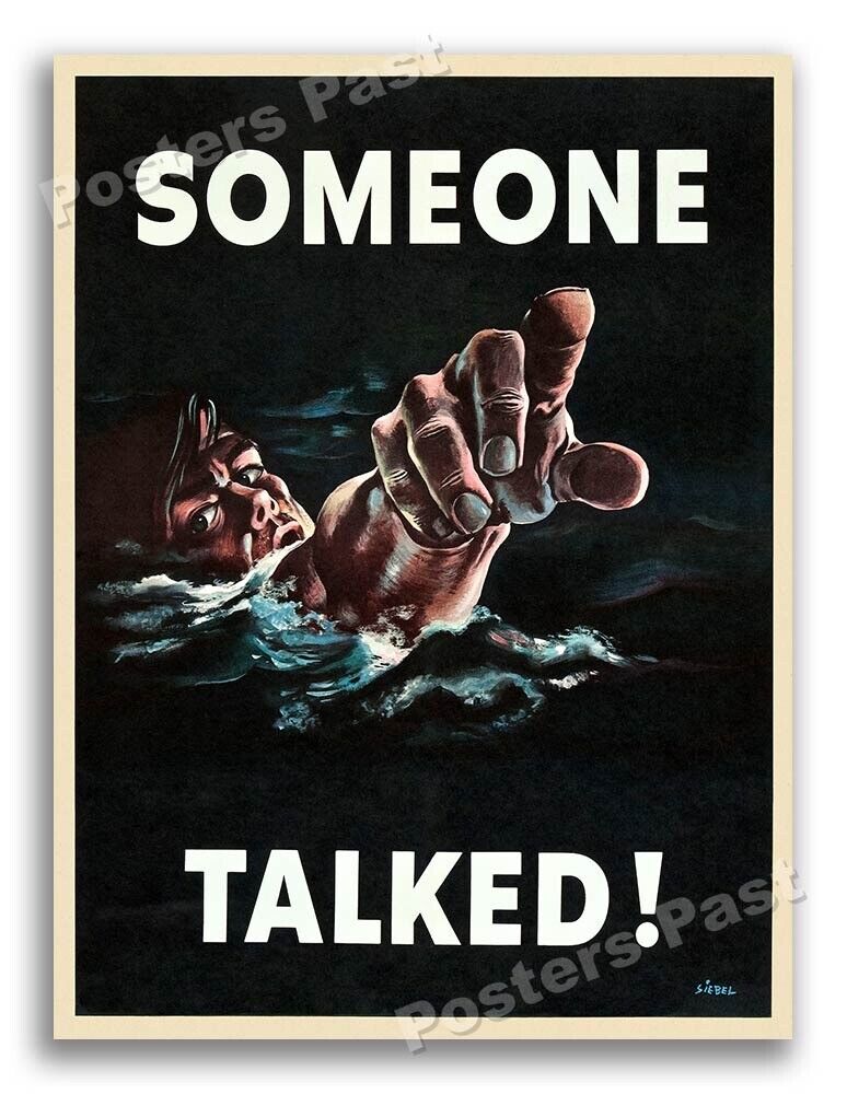 “Someone Talked” 1942 Vintage Style WW2 War Security Poster - 18x24