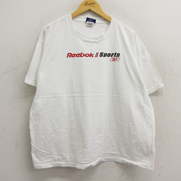 Xl/Used Reebok Short Sleeve Vintage T-Shirt Men\'S 00S Big Logo Large Size Cotton