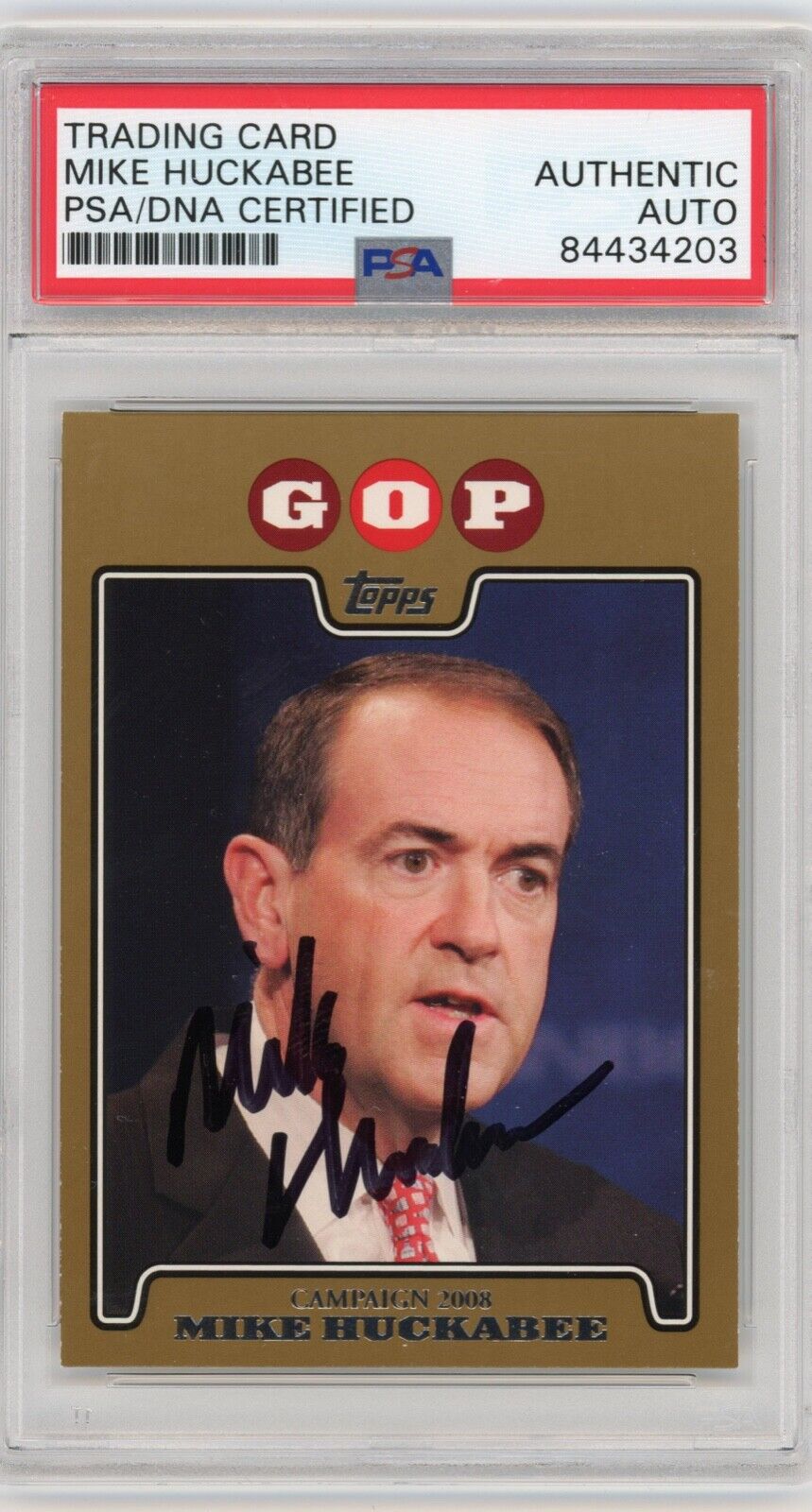 Mike Huckabee 2008 Topps GOLD PSA COA Signed Autographed Campaign GOP Card