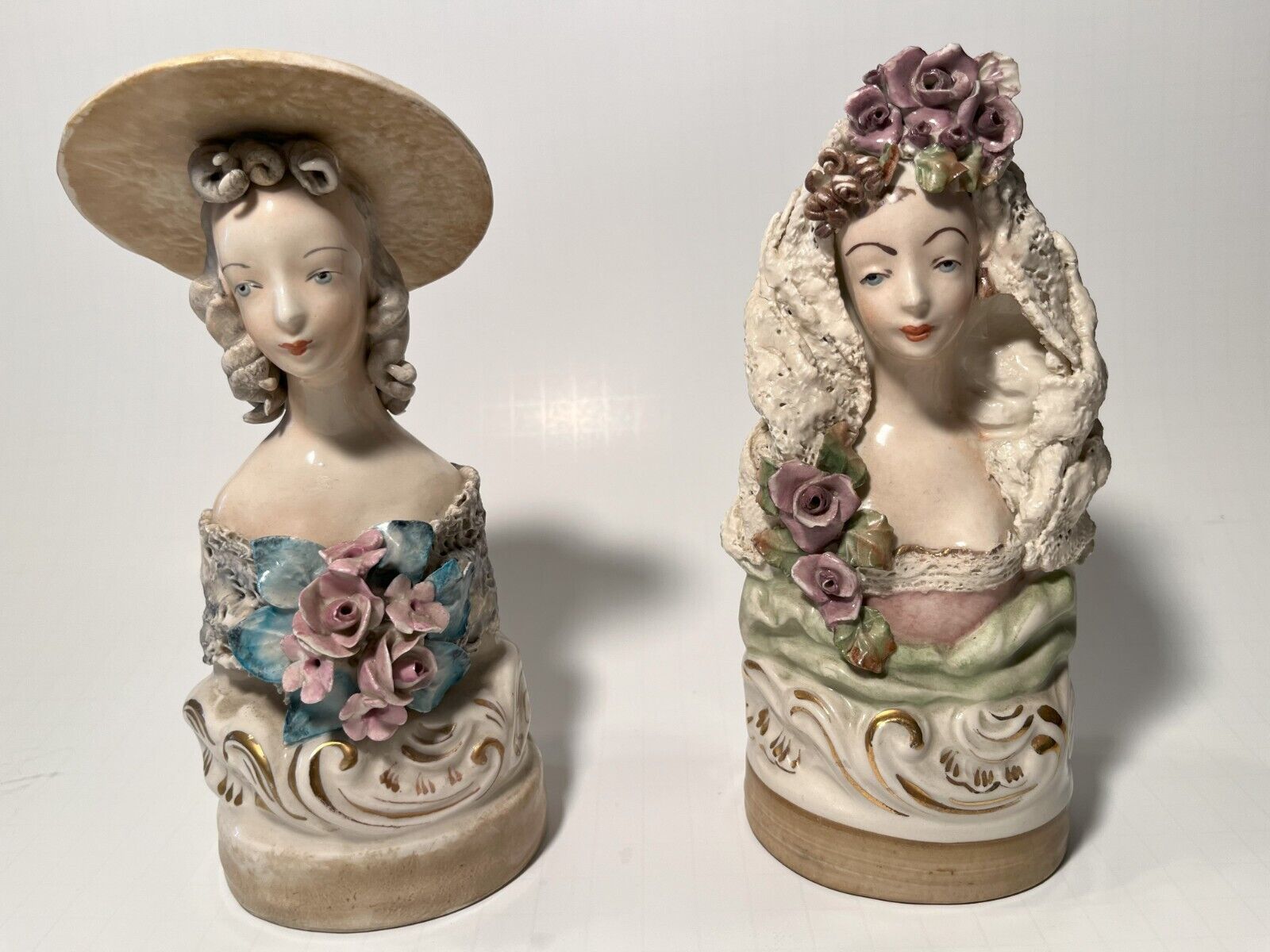 Vintage Cordey China Porcelain Classical Victorian Style Lady, a pair of Artwork