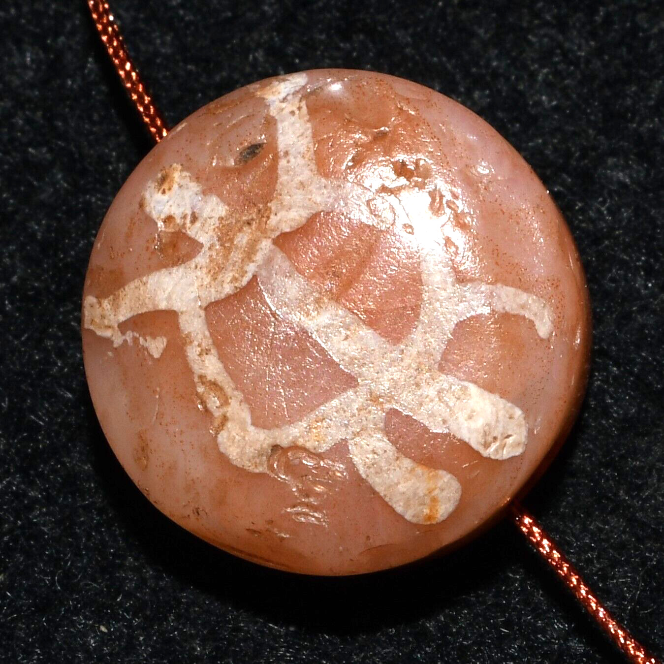 Ancient Etched Carnelian Longevity dZi Bead with rare Pattern in Good Condition