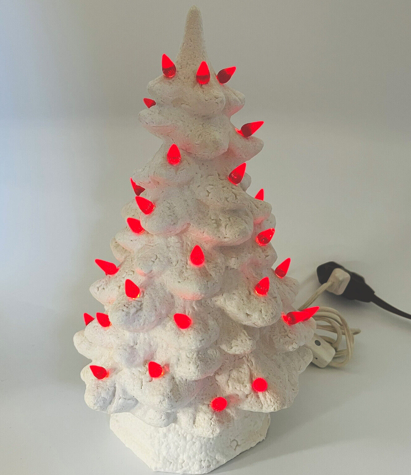 Ceramic Christmas Tree White Lighted 11\