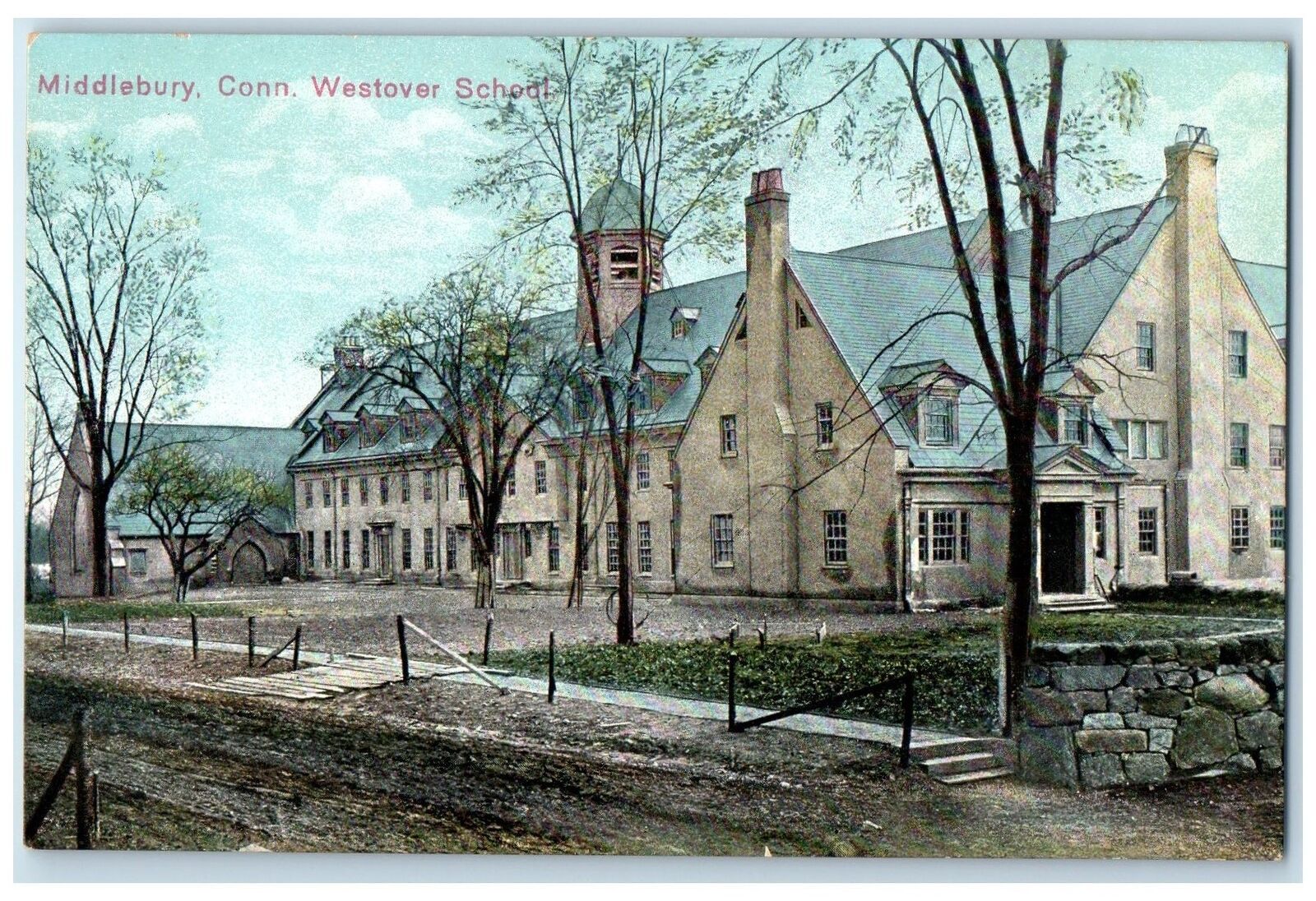 c1910s Westover School Exterior Middlebury Connecticut CT Unposted Tree Postcard