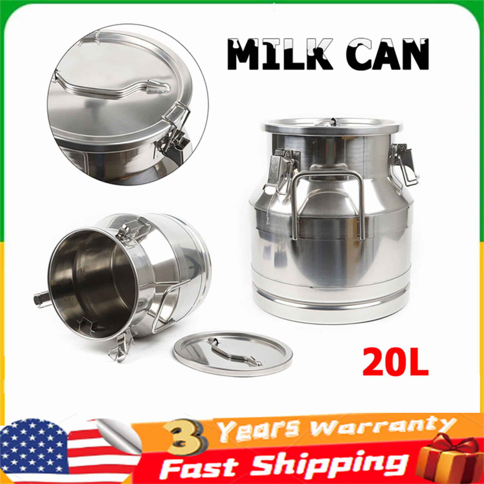 20 Liters High Quality Stainless Steel Milk Can Silicone Seal Mirror-polish New