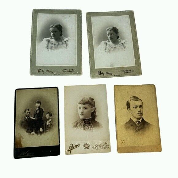 5 vintage 1800’s cabinet cards portrait photos antique ephemera 7x5