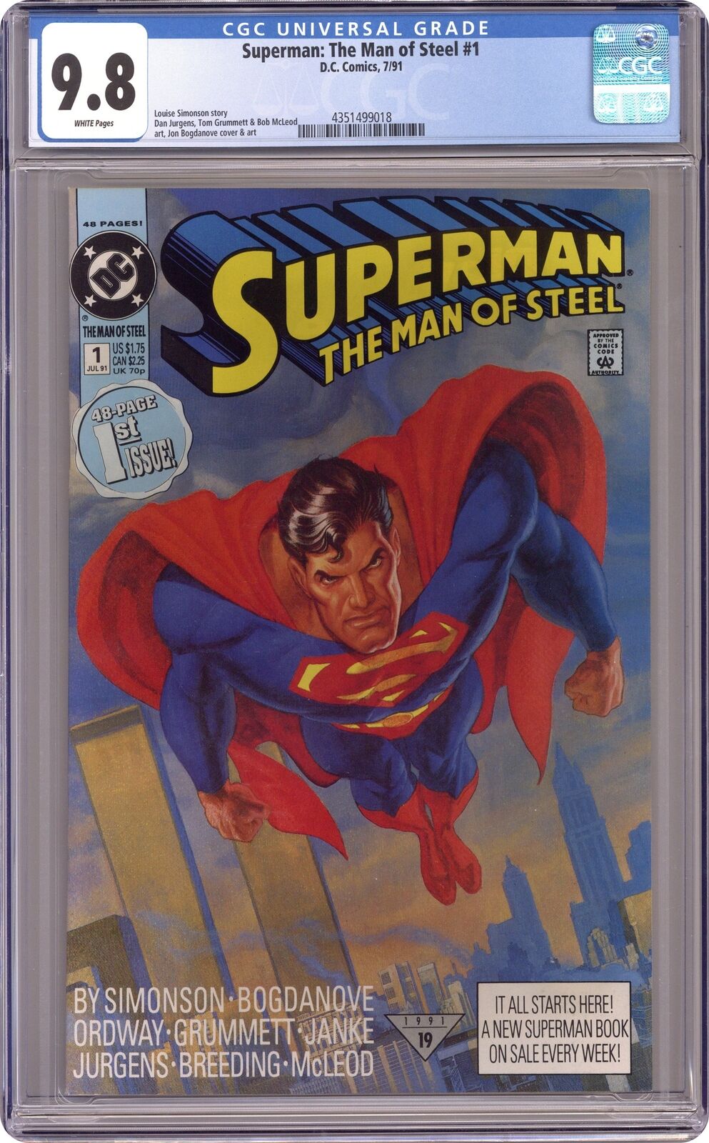 Superman The Man of Steel #1 CGC 9.8 1991 4351499018