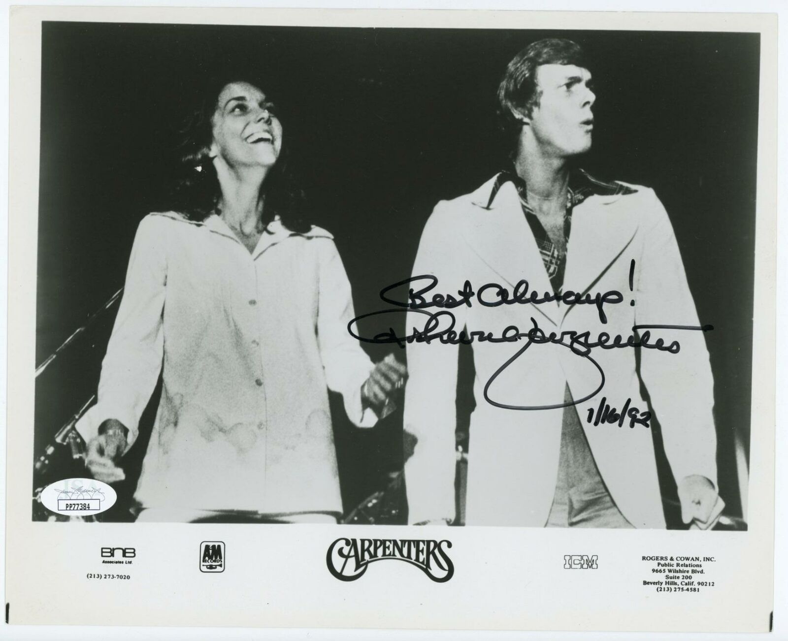 Richard Carpenter Signed 8x10 Photo Autographed The Carpenters Singer JSA COA