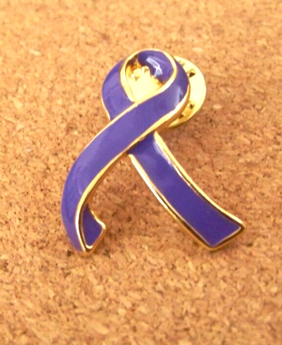 Violet Ribbon Alzheimer's awareness or Testicular Cancer lapel pin
