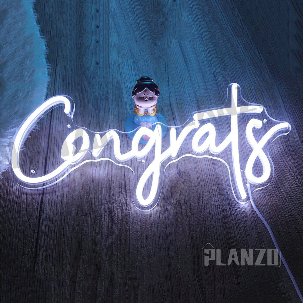 Congrats LED Neon Sign Light for Congratulations Graduation Party Gifts Wall USB