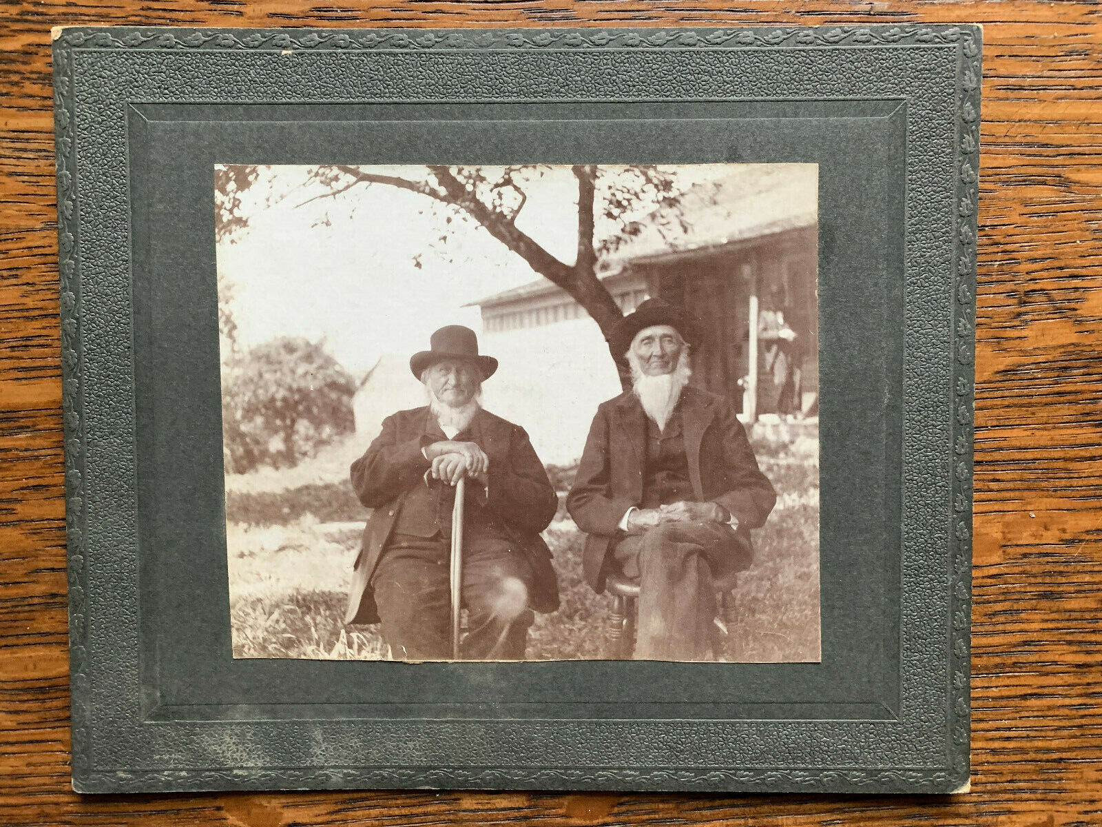 Antique Photograph 2 Elderly Gentlemen with Beards, Amish? Farmers?