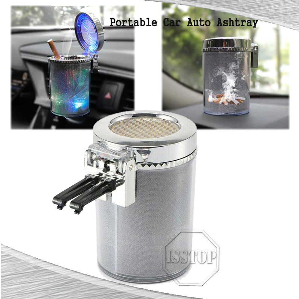 Portable Car Ashtray Detachable Travel Cigarette Cylinder Holder Cup LED Light