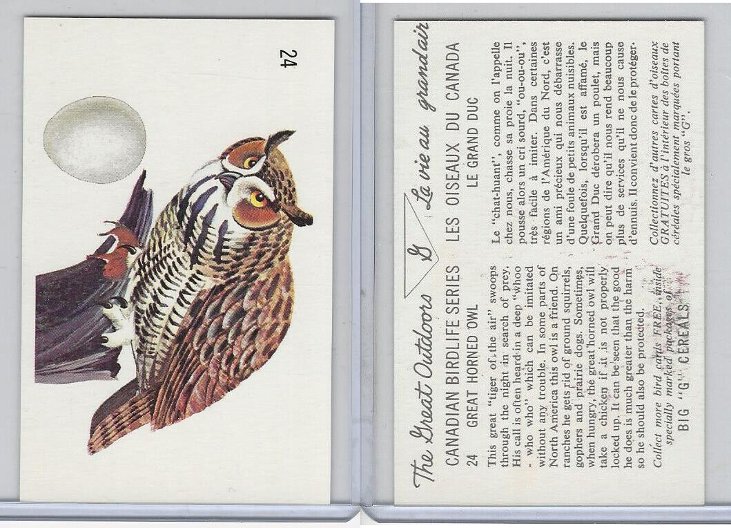 FC33-2  General Mills, Canadian Birdlife, 1960, #24 Great Horned Owl