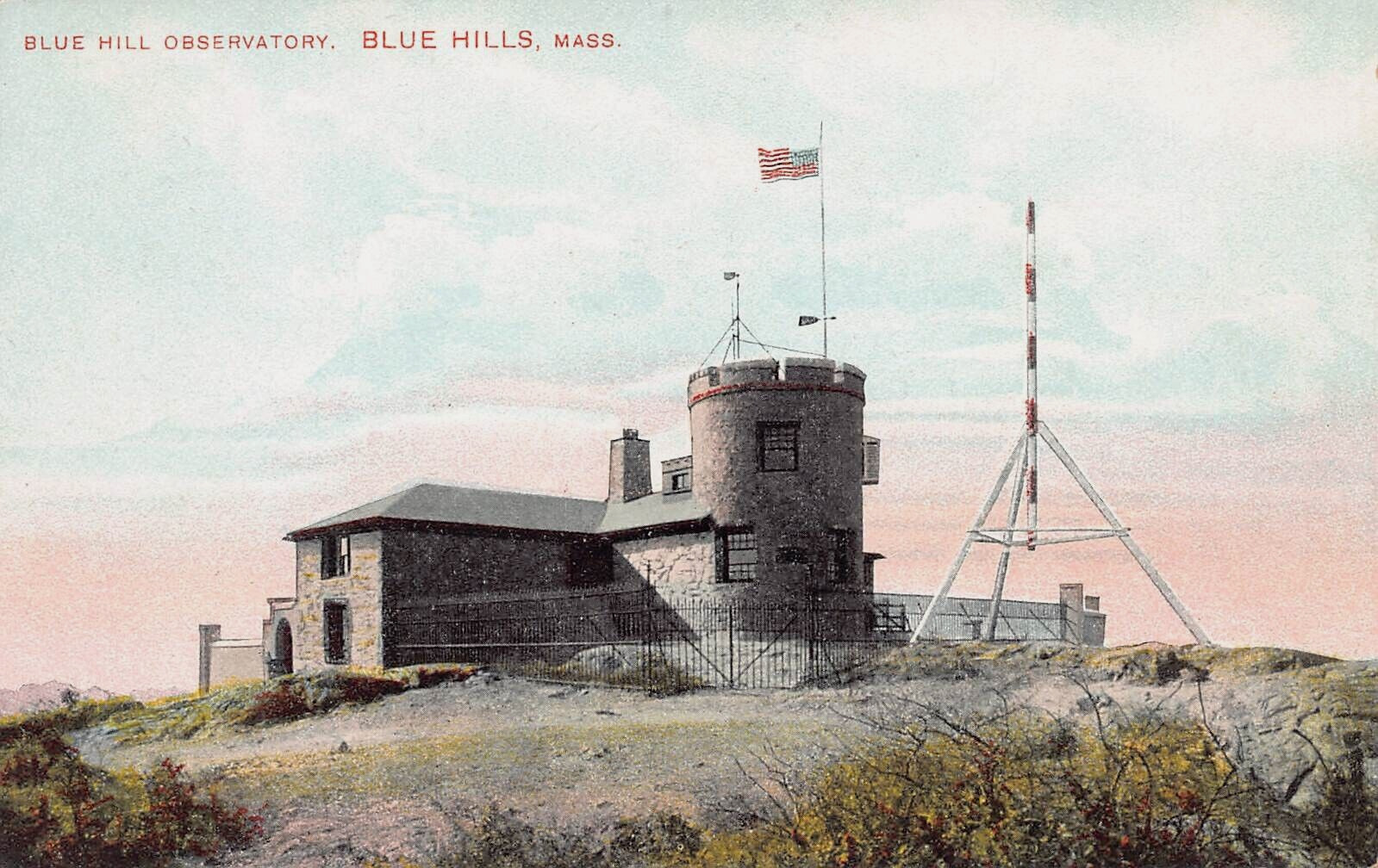 Blue Hill Observatory, Blue Hills, Massachusetts,  Early Postcard, Unused