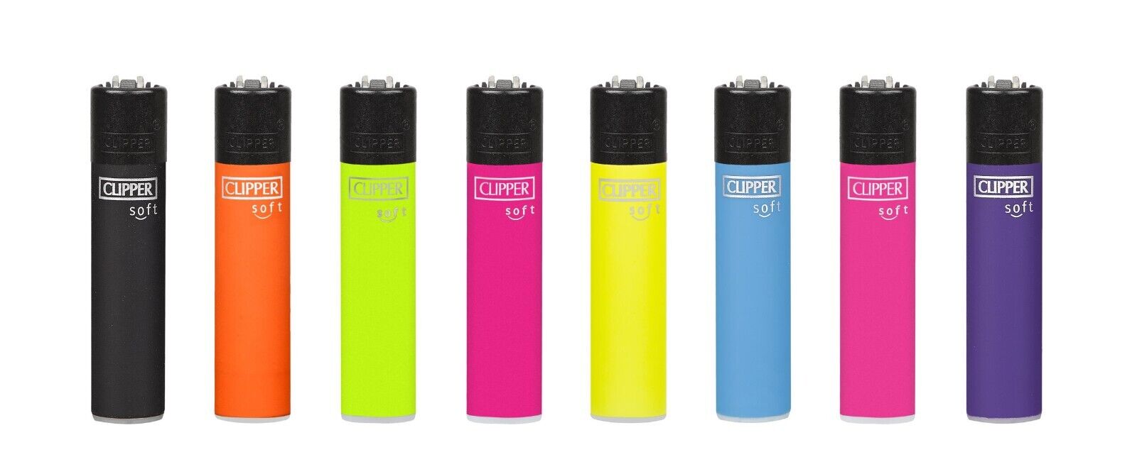 4 X CLIPPER (Full Size Fluorescent - Soft Touch) LIGHTERS Refillable - Mix Color