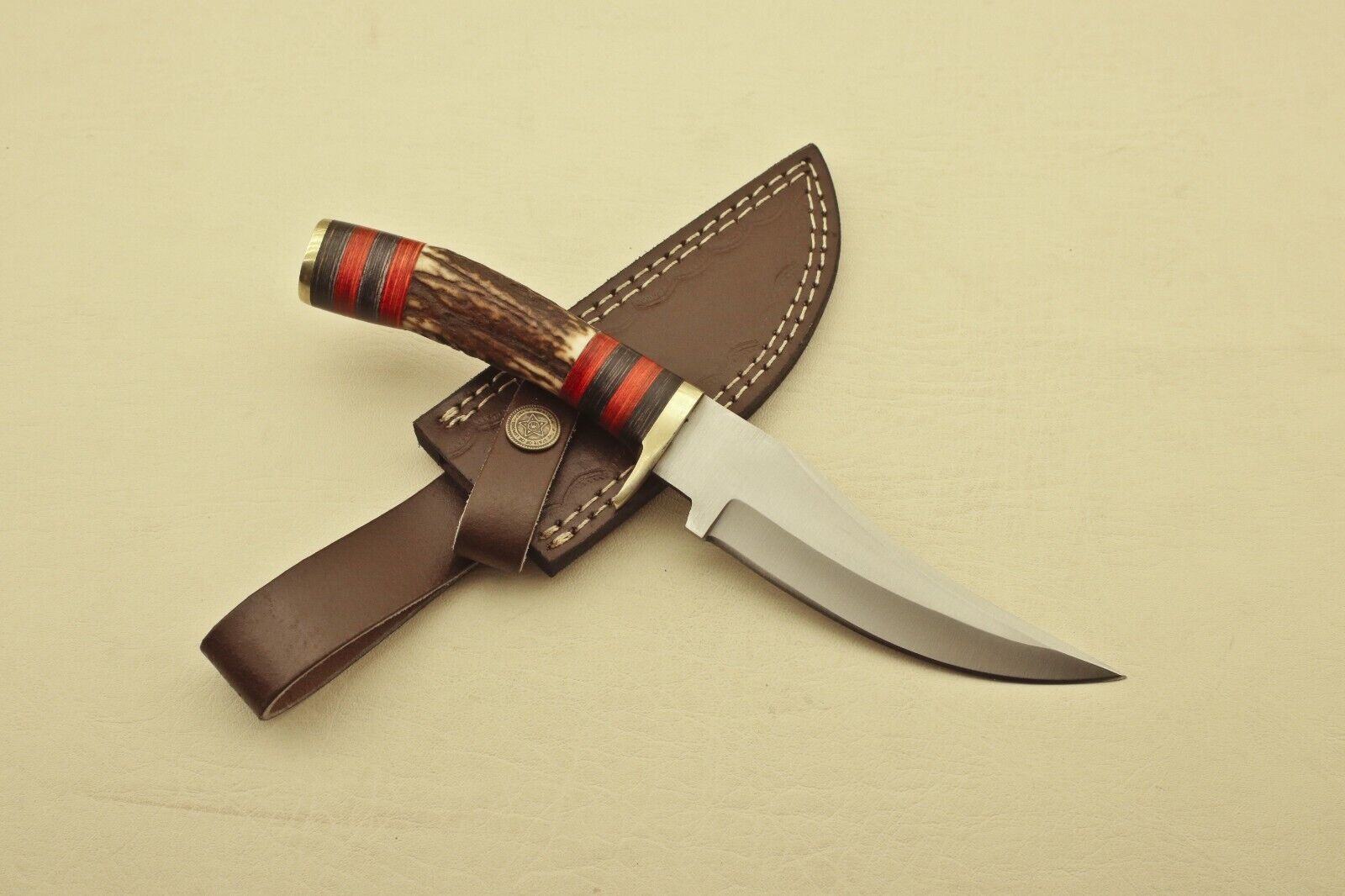 Custom Handmade Stainless Steel Hunting Camping Knife With Stag Horn |Sheath EDC