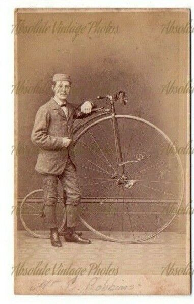 CDV PHOTO PENNY FARTHING BICYCLE C.J. HOPKINS STUDIO EPSOM SURREY VINTAGE 1880S