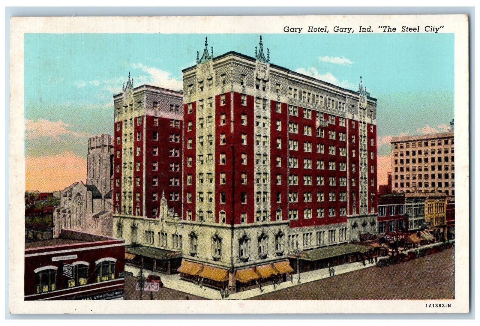 c1940s Gray Hotel Exterior View The Steel City Gray Indiana IN Unposted Postcard