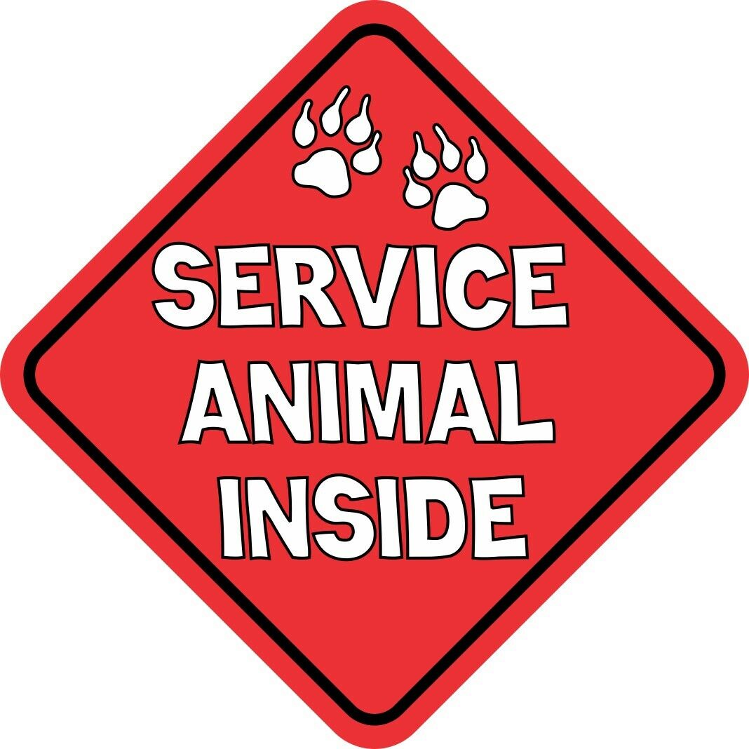 7in x 7in Service Animal Inside Magnet Car Truck Vehicle Magnetic Sign