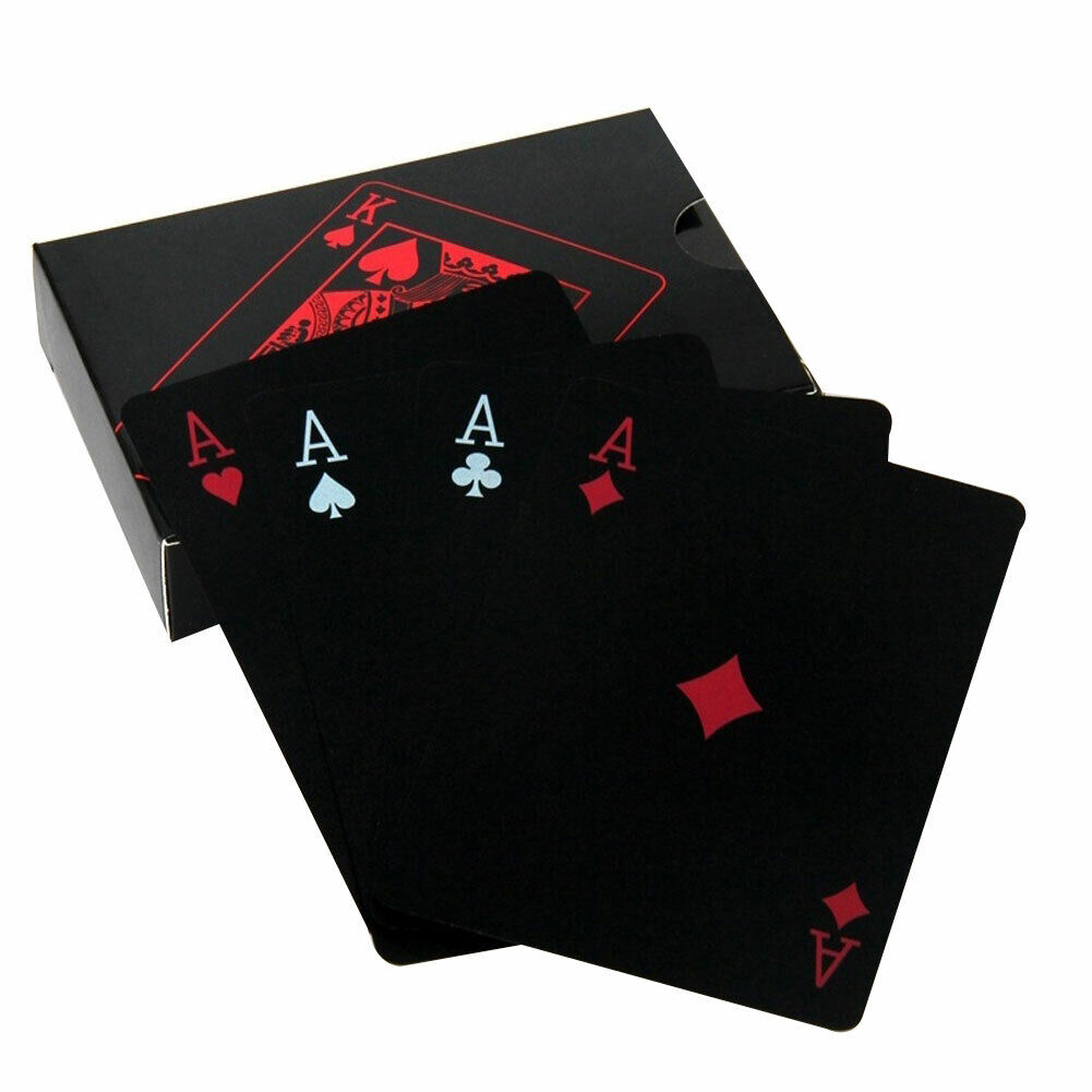 2 Decks Black Poker Playing Cards PVC Plastic High Quality Durable Waterproof