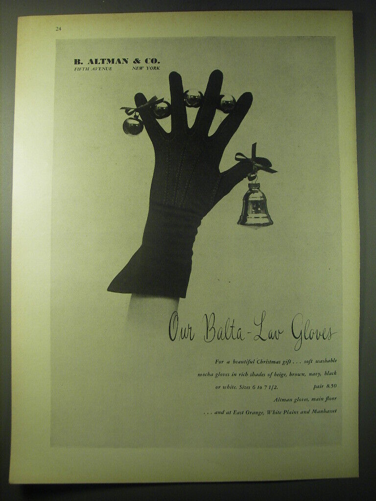 1948 B. Altman & Co. Balta-Lav Gloves Advertisement