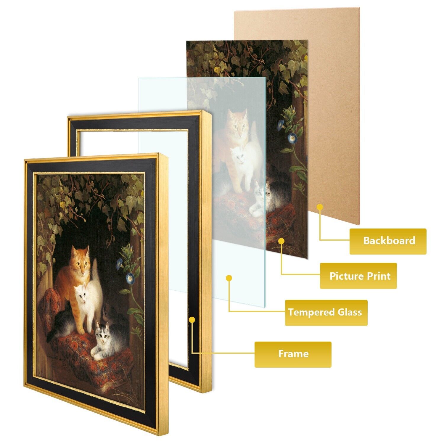 13x19 Black/Classic Gold Picture Poster Photo Frame with Glass and Mat for Wall