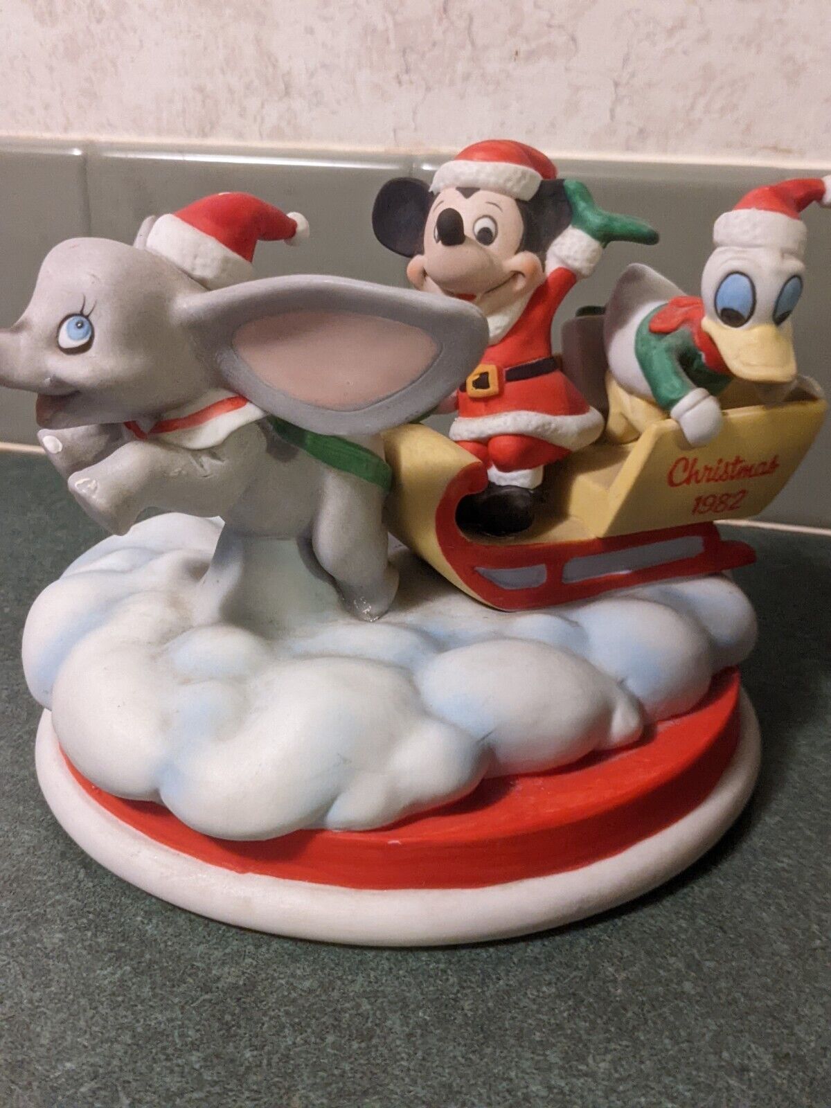 Disney Dumbo Donald Duck  Mickey Mouse  Figurine Porcelain Christmas 1982 Flying