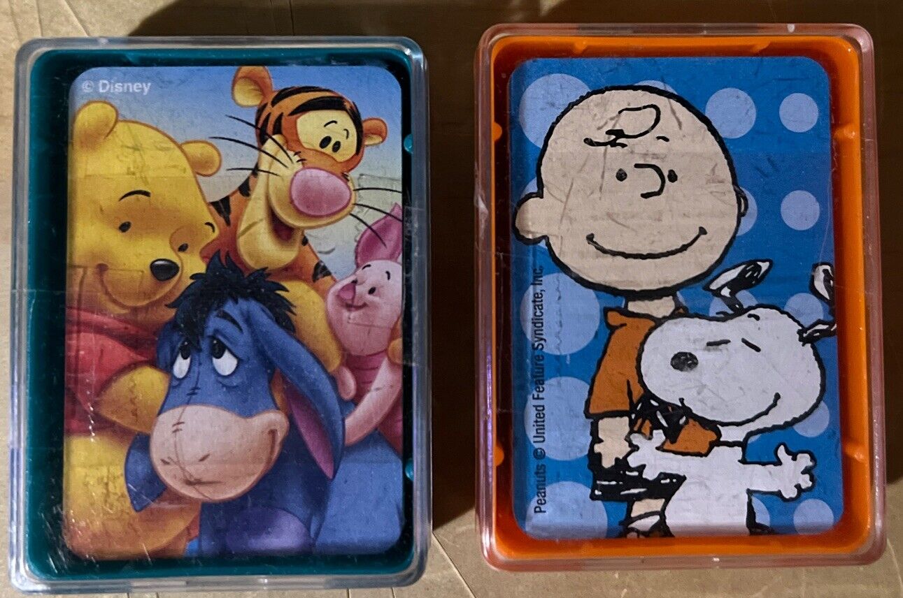 Disney WINNIE THE POOH &UFS Peanuts -  Mini Playing Cards Vintage Never Opened