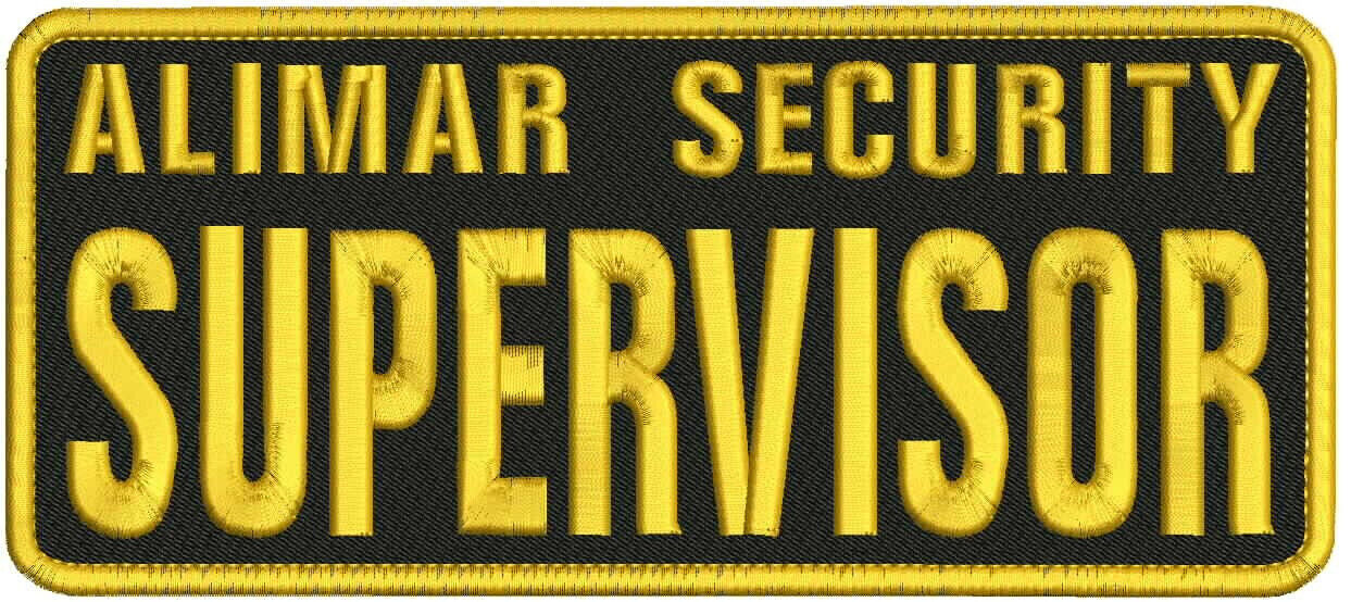 A SECURITY SUPERVISOR EMBROIDERY PATCH 4X10  SEW ON back GOLD ON BLACK