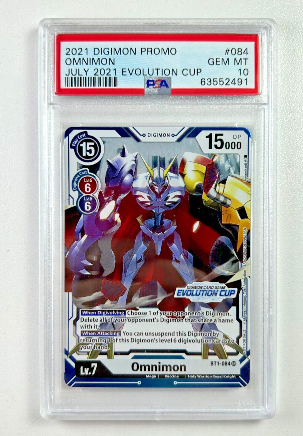 Digimon Card Game BT1-084 Omnimon SR Evolution Cup July 2021 Promo Trophy PSA 10