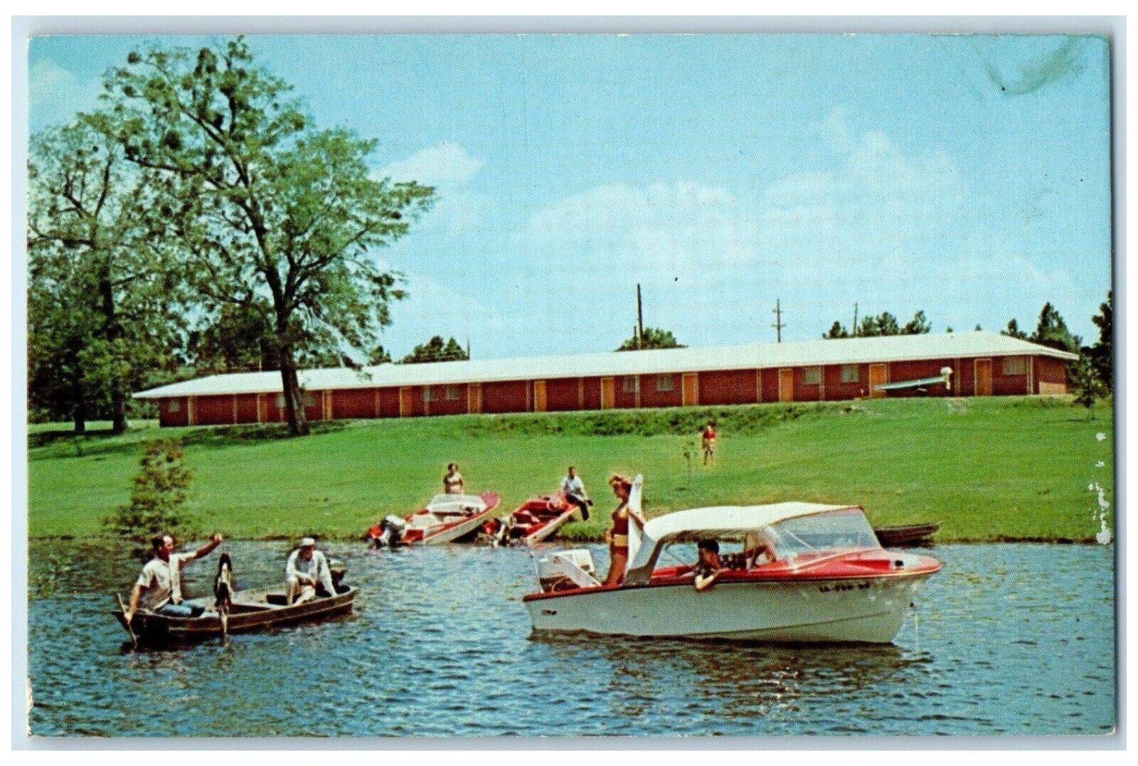 c1960 Black Lake Lodge Cypress-Studded Black Chestnut Louisiana Vintage Postcard