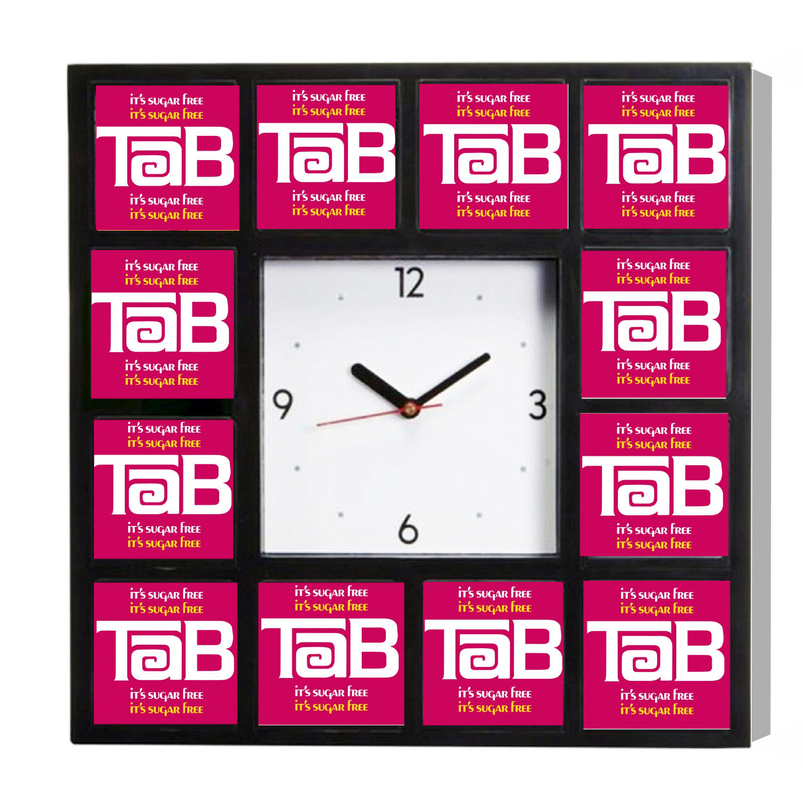 TAB Cola Retro Sugar Free Diet Clock with 12 pictures