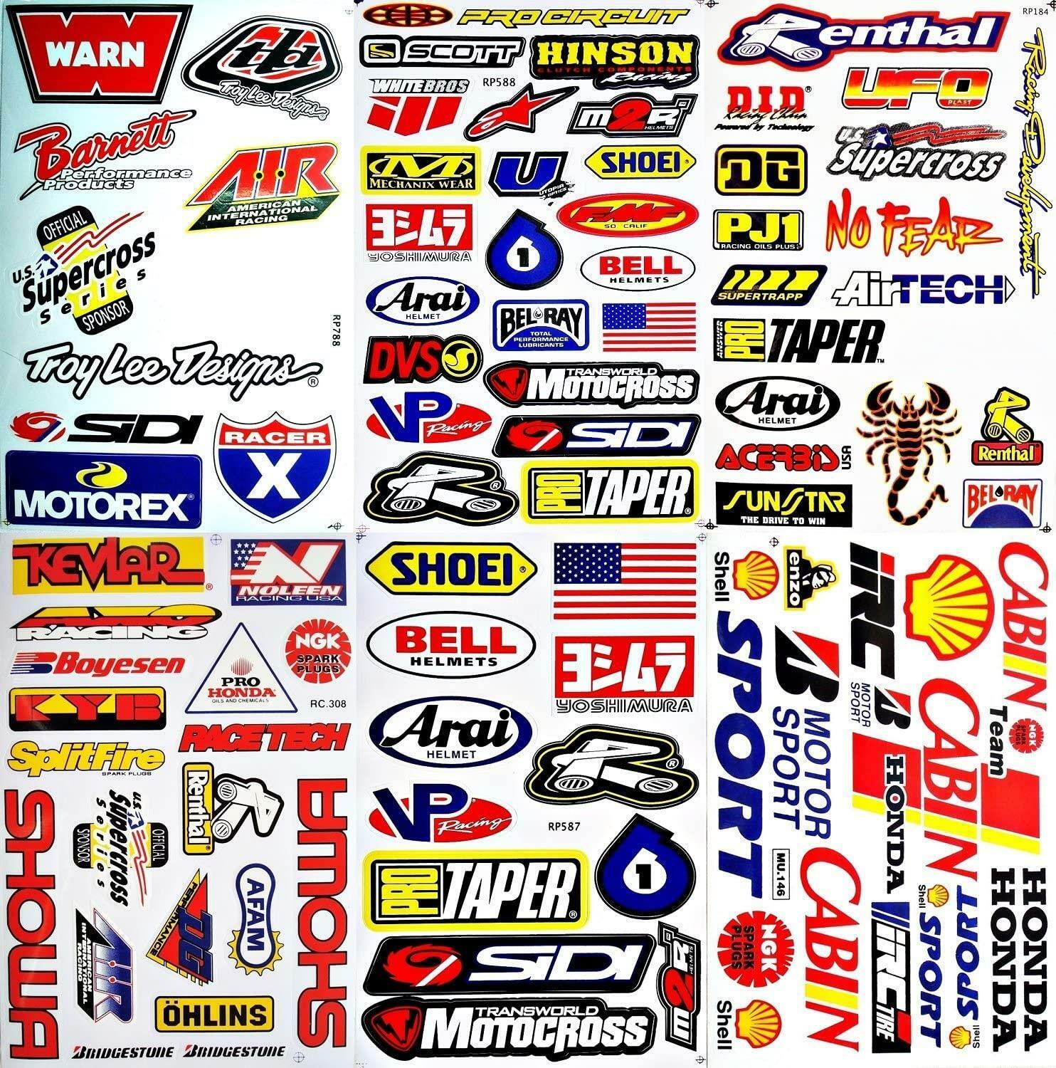 6 Vinyl Decals Stickers , Dirt Bike Motorcycles Supercross Motocross