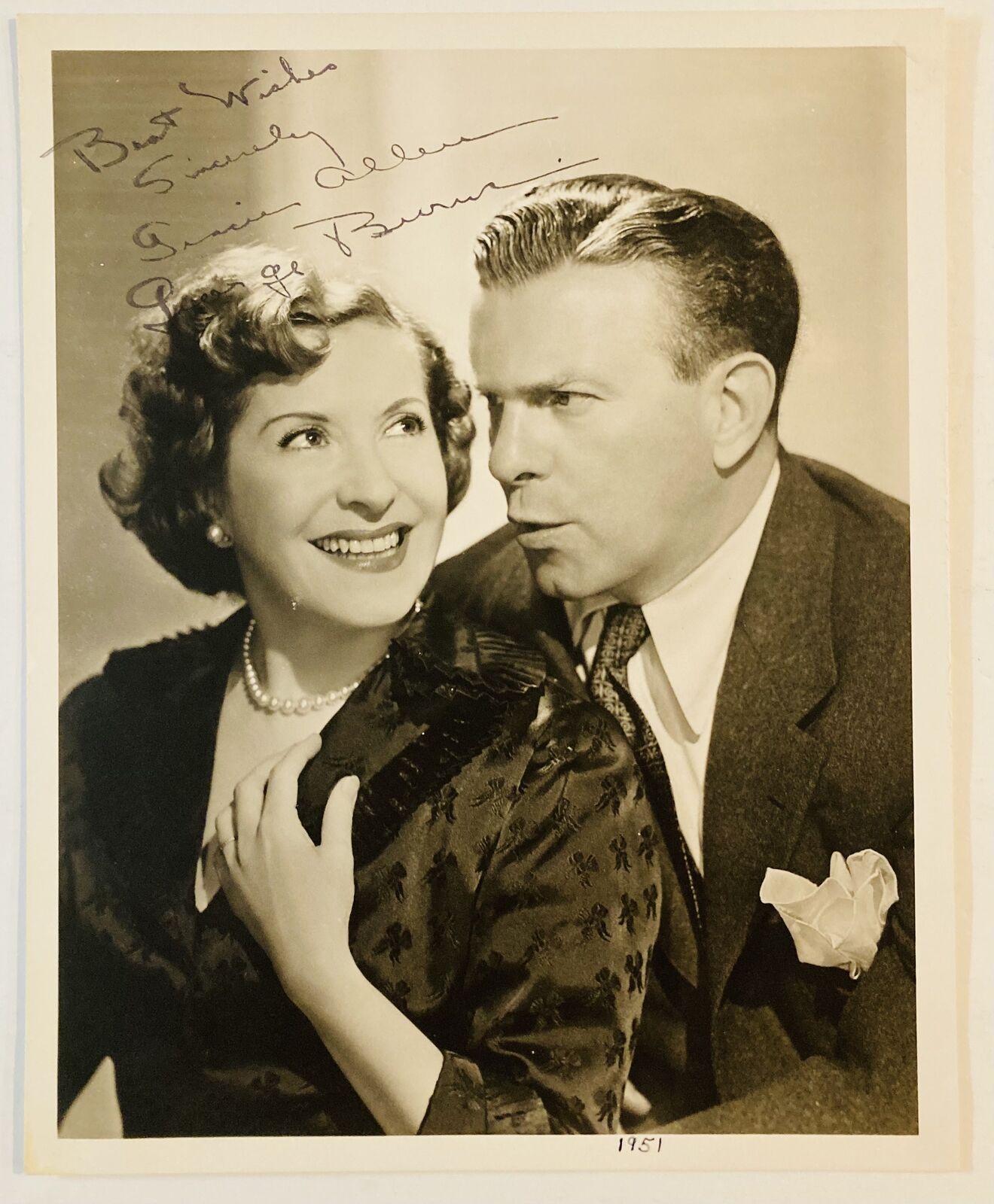 George Burns Gracie Allen Signed Photo 1951 Promo Press Photo Autograph NM/M COA