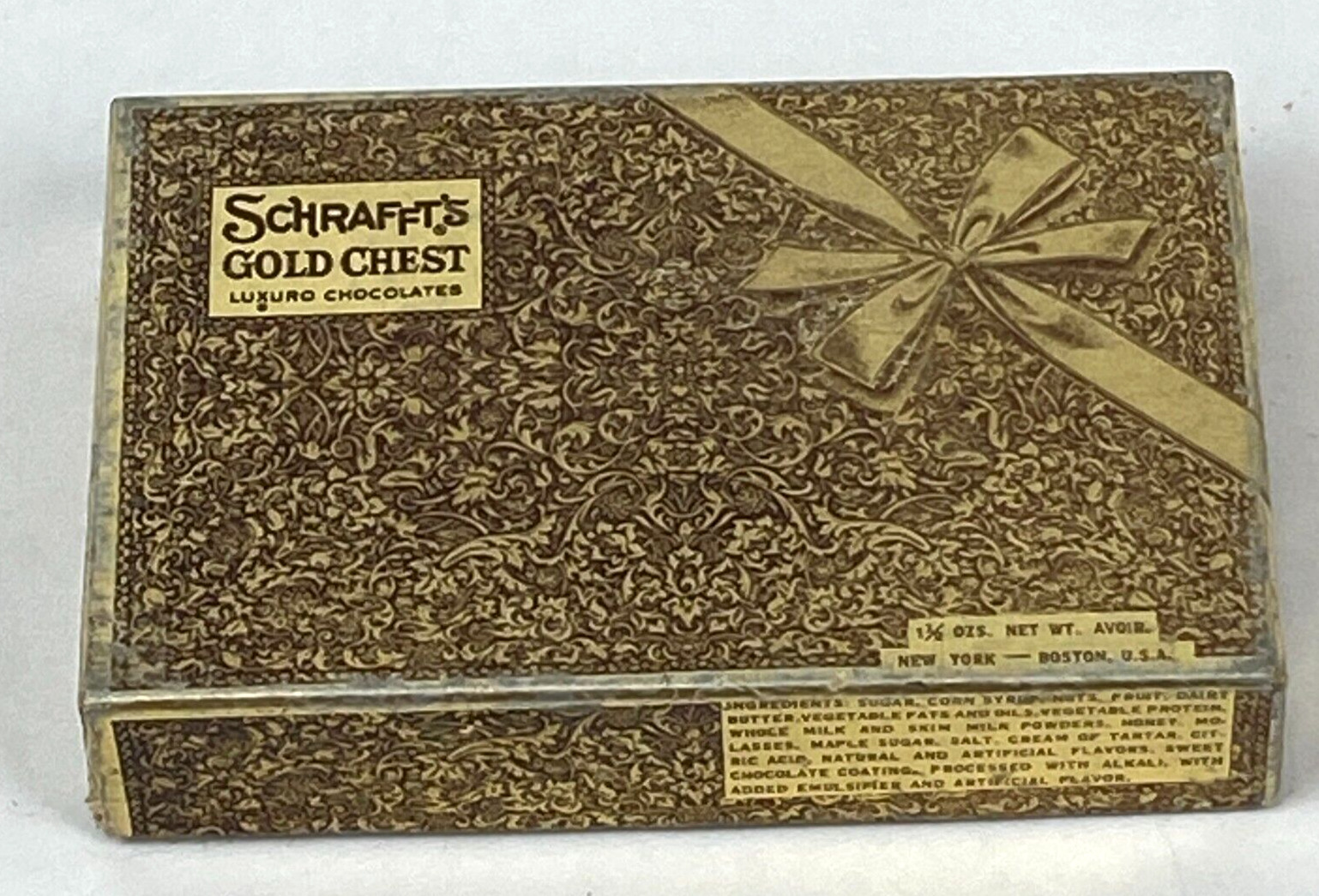 Vintage Schrafft\'s Gold Crest Luxuro Chocolates Box Small USA Made